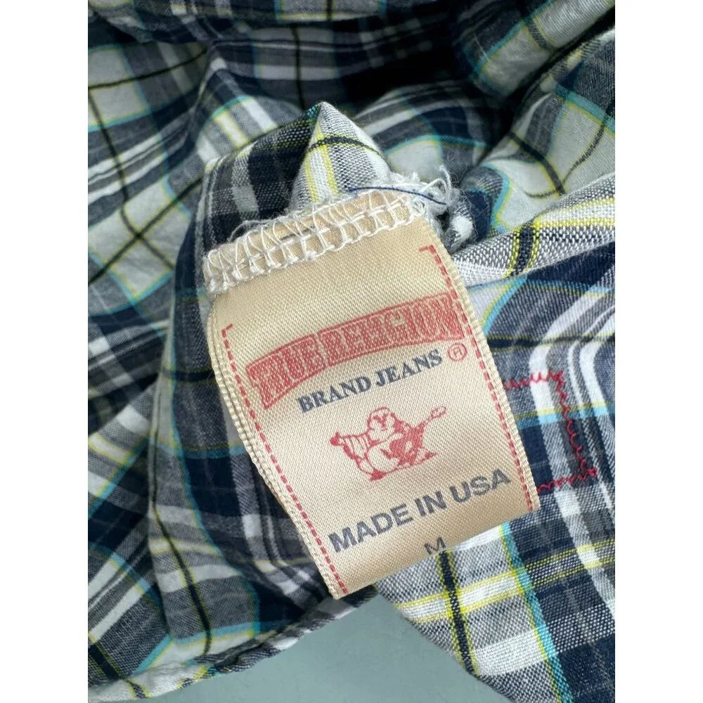 True Religion Men Shirt Medium M Western Diamond Peal Snap Long Sleeve Rare!